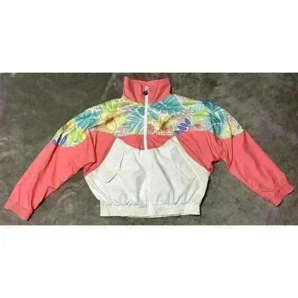 VTG Ellesse Women’s Windbreaker Jacket Pink Floral Size 1 - Picture 1 of 15
